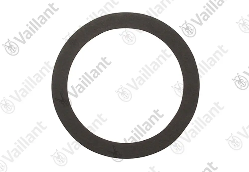 Schwarzer Rechteckdichtring von Vaillant, dargestellt als flacher, runder Ring ohne erkennbare Maße oder spezifische Produktdetails.